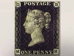 Швейцария. Берн. Музей связи. Первая почтовая марка Penny Black 1840 г.