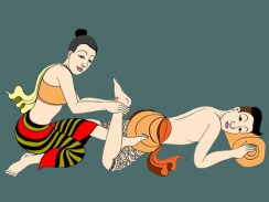 Картинка-инструкция по тайскому массажу. Бангкок 